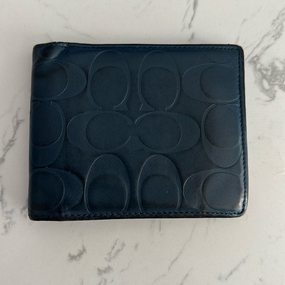 Coach Monogram Blue Wallet